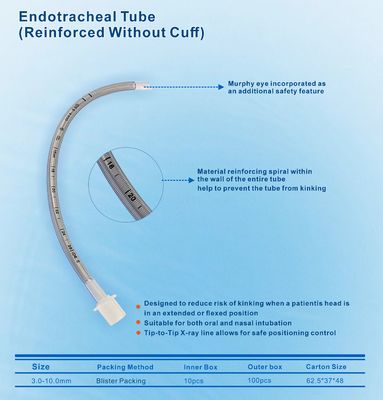 의료 장비 라텍스가없는 강화 된 PVC 커프 / 피 퓨어 2.0-10.0mm 기관 내 튜브 소아용 사용